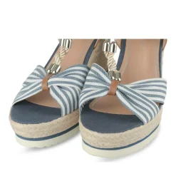 Sandales Corde MARINE Femme Motif Rayures Boucle