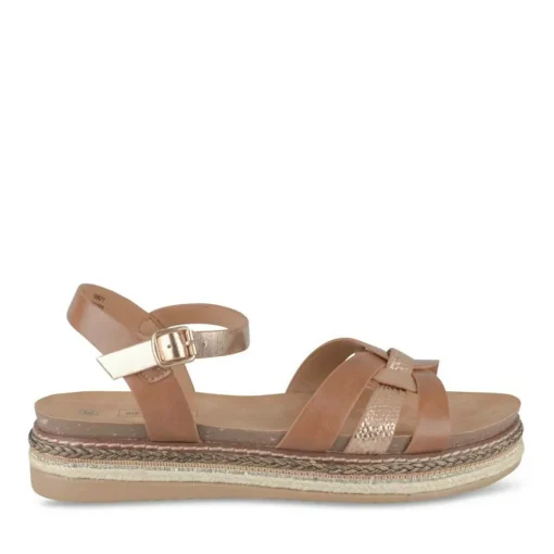 Sandales Corde MARRON Femme Motif Animal Boucle