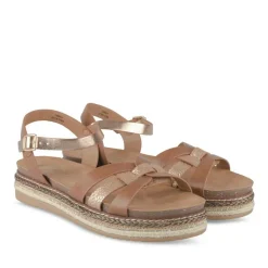 Sandales Corde MARRON Femme Motif Animal Boucle
