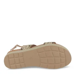 Sandales Corde MARRON Femme Motif Fleuri Boucle