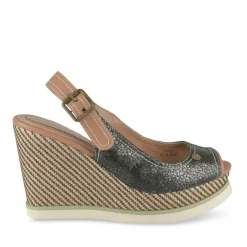 Sandales Corde NOIR Femme Motif Animal Boucle