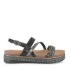 Sandales Corde NOIR Femme Motif Paillettes Boucle