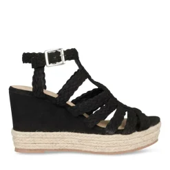 Sandales Corde NOIR Femme Motif Uni Boucle