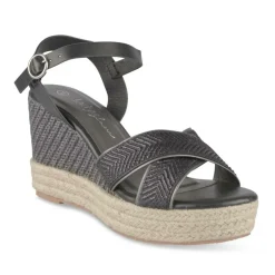 Sandales Corde NOIR Femme Motif Paillettes Boucle