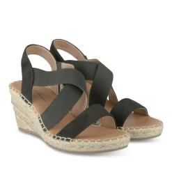 Sandales Corde NOIR Femme Motif Uni Elastique