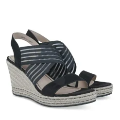 Sandales Corde NOIR Femme Motif Uni Elastique