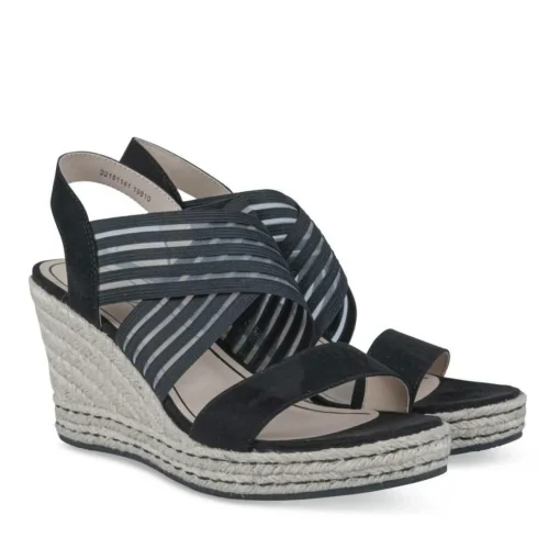 Sandales Corde NOIR Femme Motif Uni Elastique