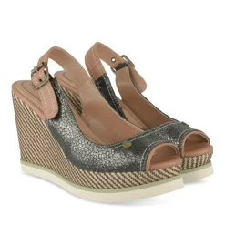 Sandales Corde NOIR Femme Motif Animal Boucle