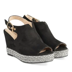 Sandales Corde NOIR Femme Motif Uni A Enfiler