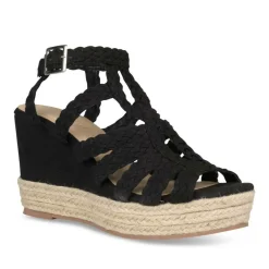 Sandales Corde NOIR Femme Motif Uni Boucle