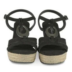 Sandales Corde NOIR Femme Motif Uni Boucle
