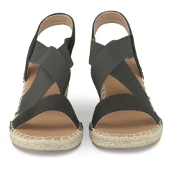 Sandales Corde NOIR Femme Motif Uni Elastique