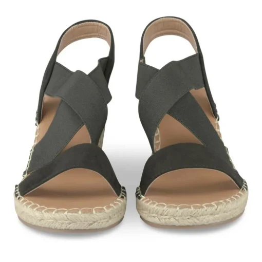 Sandales Corde NOIR Femme Motif Uni Elastique