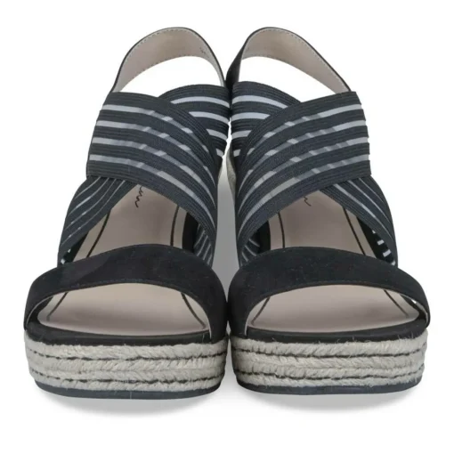 Sandales Corde NOIR Femme Motif Uni Elastique