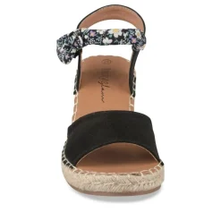 Sandales Corde NOIR Femme Motif Fleuri Scratch