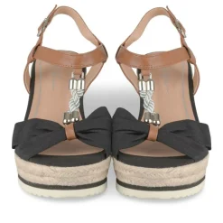 Sandales Corde NOIR Femme Motif Tressé Boucle