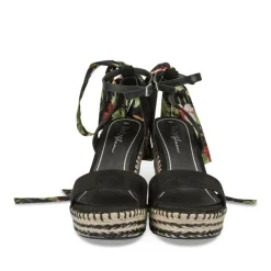 Sandales Corde NOIR Femme Motif Tropical Boucle