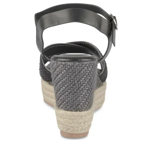 Sandales Corde NOIR Femme Motif Paillettes Boucle