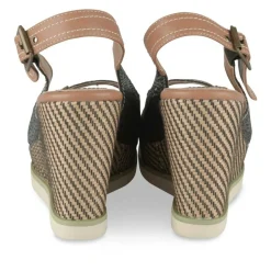 Sandales Corde NOIR Femme Motif Animal Boucle