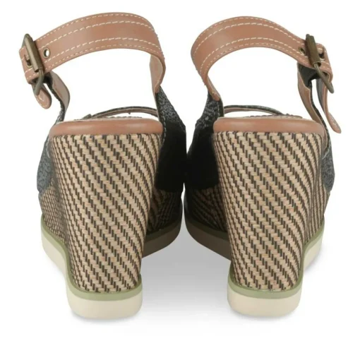 Sandales Corde NOIR Femme Motif Animal Boucle
