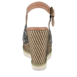 Sandales Corde NOIR Femme Motif Fleuri Boucle