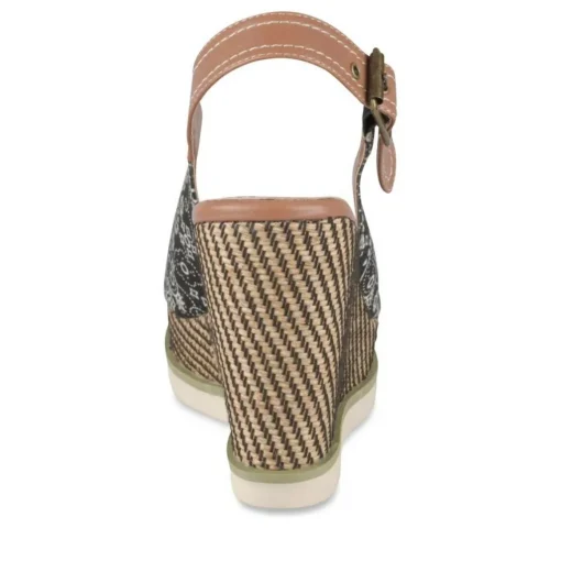 Sandales Corde NOIR Femme Motif Fleuri Boucle