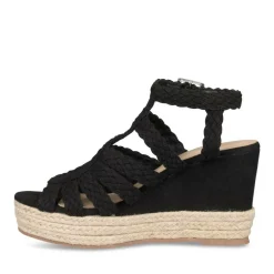 Sandales Corde NOIR Femme Motif Uni Boucle