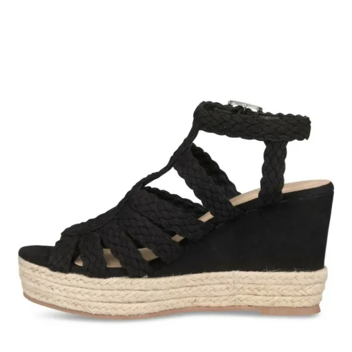 Sandales Corde NOIR Femme Motif Uni Boucle