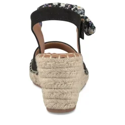 Sandales Corde NOIR Femme Motif Fleuri Scratch