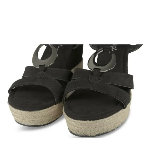 Sandales Corde NOIR Femme Motif Uni Boucle