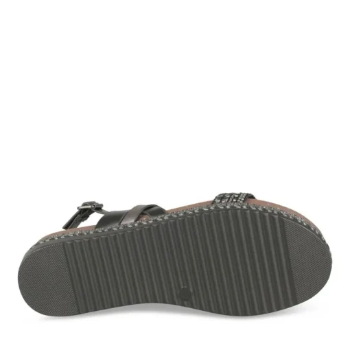Sandales Corde NOIR Femme Motif Paillettes Boucle