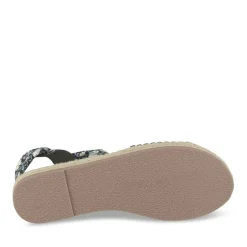 Sandales Corde NOIR Femme Motif Fleuri Lacets