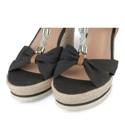 Sandales Corde NOIR Femme Motif Tressé Boucle