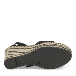 Sandales Corde NOIR Femme Motif Tropical Boucle