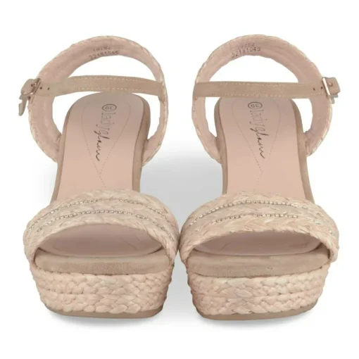 Sandales Corde ROSE Femme Motif Paillettes Boucle