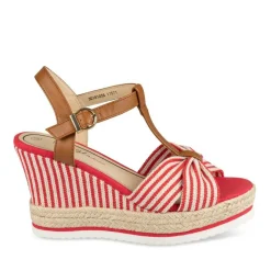 Sandales Corde ROUGE Femme Motif Uni