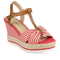 Sandales Corde ROUGE Femme Motif Uni