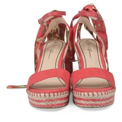 Sandales Corde ROUGE Femme Motif Tropical Boucle