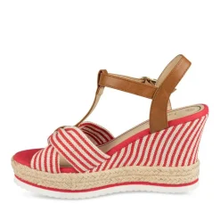 Sandales Corde ROUGE Femme Motif Uni