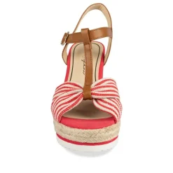 Sandales Corde ROUGE Femme Motif Uni