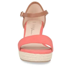 Sandales Corde ROUGE Femme Boucle