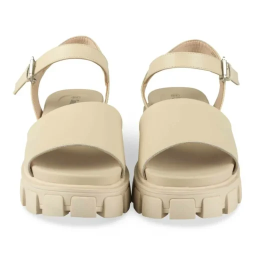 Sandales Dad Sandales BEIGE Femme Motif Uni Boucle