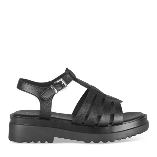 Sandales Dad Sandales NOIR Femme Motif Uni Boucle