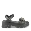 Sandales Dad Sandales NOIR Femme Motif Chaîne Boucle