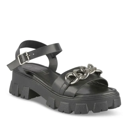 Sandales Dad Sandales NOIR Femme Motif Chaîne Boucle