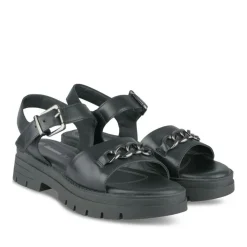 Sandales Dad Sandales NOIR Femme CUIR Motif Chaîne Boucle