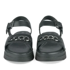 Sandales Dad Sandales NOIR Femme CUIR Motif Chaîne Boucle