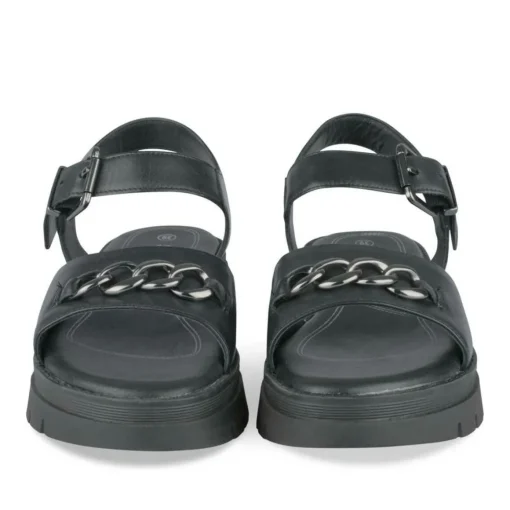 Sandales Dad Sandales NOIR Femme CUIR Motif Chaîne Boucle