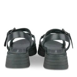 Sandales Dad Sandales NOIR Femme CUIR Motif Chaîne Boucle