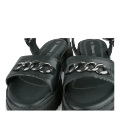 Sandales Dad Sandales NOIR Femme CUIR Motif Chaîne Boucle